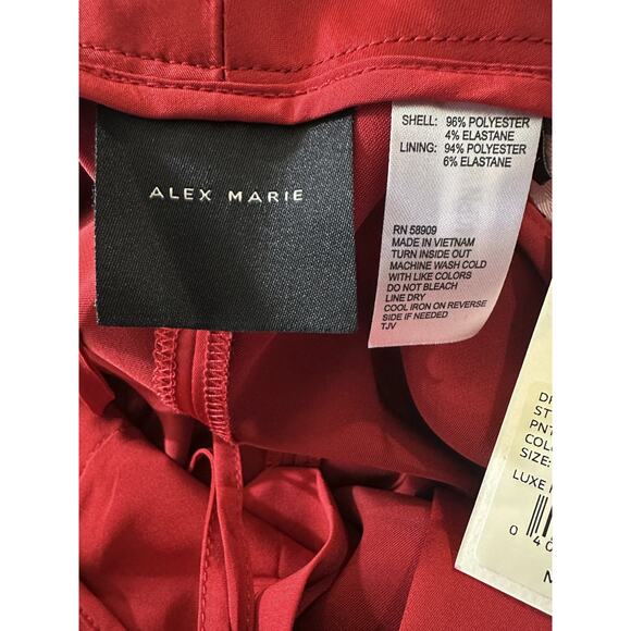 NWT Alex Marie Sandra Wide Leg Cargo Pants Size 14 Crimson Satin Holiday Red - Picture 8 of 12